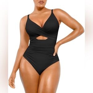 SHAPELLX Tummy Control Swimsuits Bathing Ruched Push Up Slimming Built-in Bra